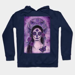 Butterfly day of the dead art by Renee Lavoie Hoodie